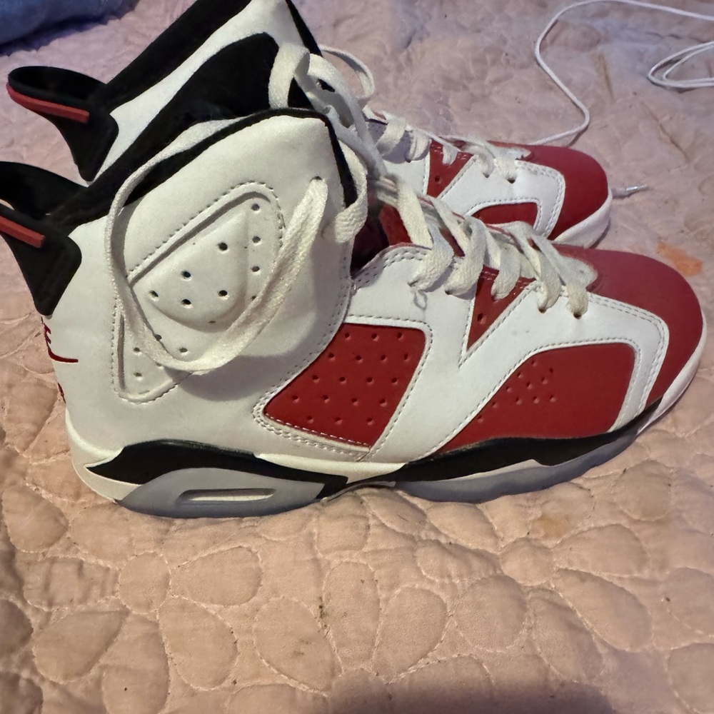 Jordan Red and White High-Top Sneakers